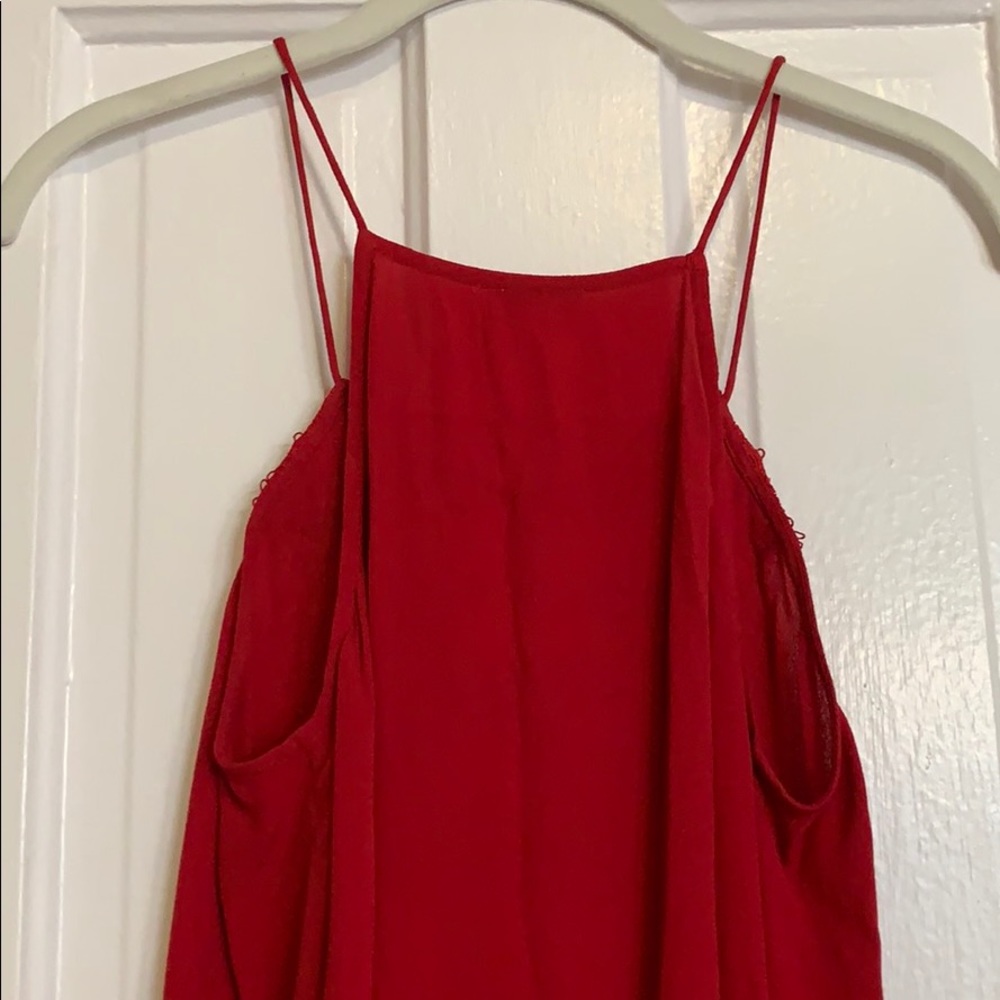 ABBELINE Red Tank w/ Lace V Neck - Picture 7 of 7